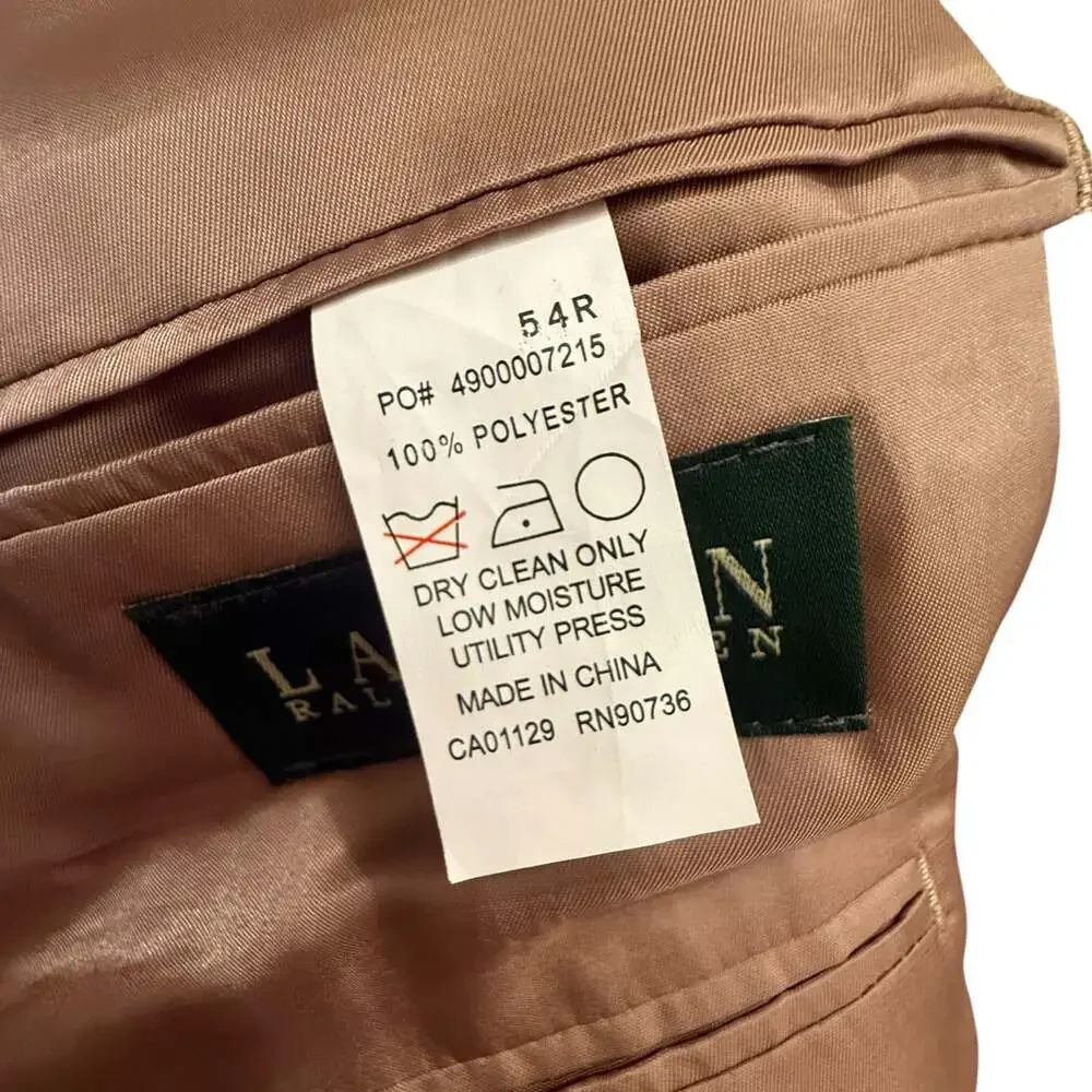 Lauren Ralph Lauren Tan Suede-Look Sport Coat Blazer 54R